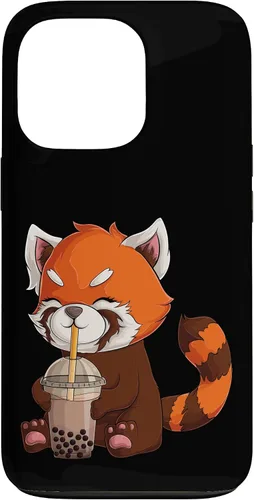 Vista 10 de Kawaii Red Panda Drinking Boba Bubble Tea Japanese Anime Case for iPhone 17