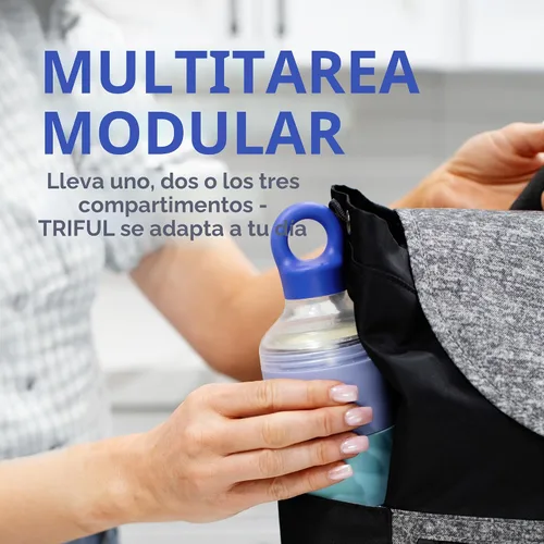 Vista 5 de Dispensador de fórmula para bebés Boon Triful para llevar - Envases de fórmula de acero inoxidable aislados con diseño apilable - Suministros