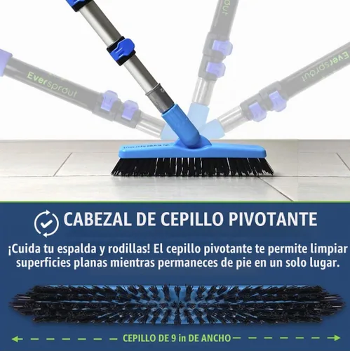 Vista 4 de EVERSPROUT Cepillo de lechada profesional de 1.5 a 3 pies con poste de mango largo Cerdas rígidas en forma de V construidas para esquinas