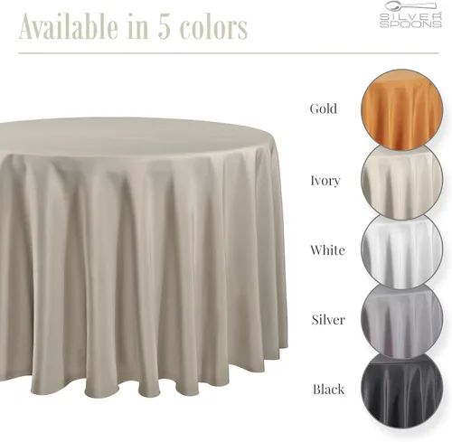 Vista 3 de Mantel redondo marfil Poliéster lavable Resistente a las arrugas 120 pulgadas Mantel de mesa de alta calidad para vacaciones, bodas, fiestas