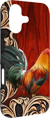 Vista 3 de Flowers Leaf Floral Rooster Wood PC Funda para iPhone 17