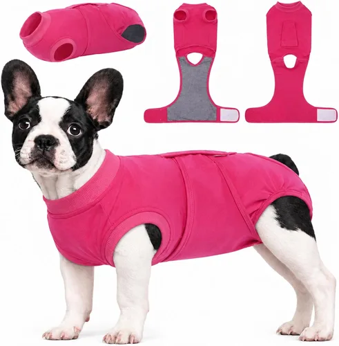 Vista 49 de Kuoser Traje de cirugía para perro, cómodo traje de recuperación para perras, mameluco protector posoperatorio, alternativa suave al cuello E