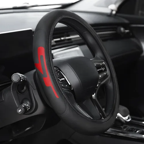 Vista 9 de Funda de cuero prémium para volante compatible con Dodge Charger Challenger Durango RAM 1500 coches, ajuste universal de 14 a 15 pulgadas