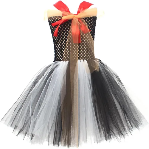 Vista 7 de Conjunto de disfraz de payaso de Halloween para niñas y niñas, vestido de tul, cuchillo, calcetines, guantes, horquilla, juegos para fiestas