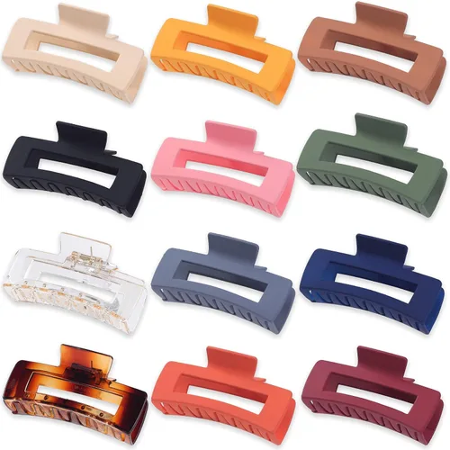 Vista 5 de Sisiaipu Accesorios para el cabello grandes de 4.1 pulgadas, 12 pinzas cuadradas grandes para cabello grueso, clips a granel jumbo para mujeres