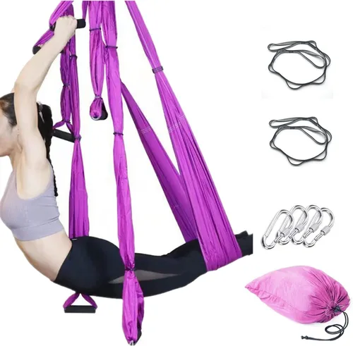 Vista 11 de Juego de Columpio de Yoga Aéreo, Hamaca Ultra Resistente con Extensión de Trapecio, Colgante Antigravedad para Ejercicios de Inversión
