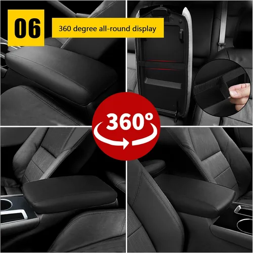 Vista 5 de AOMSAZTO Fundas de consola para Nissan Murano 2015-2023, fundas de reposabrazos para Nissan Murano, color negro con costuras negras