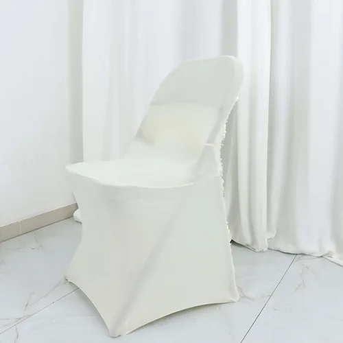 Vista 7 de Tableclothsfactory Funda de silla plegable ajustable con diseño de roseta de satén marfil