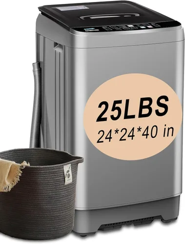 Vista 10 de KRIB BLING Lavadora portátil completamente automática de 17.7 libras, lavadora compacta con pantalla LED, descarga de drenaje, 10 programas