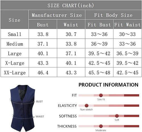 Vista 7 de Foucome Traje de vestir formal de negocios ajustado regular para mujer, chaleco con botones