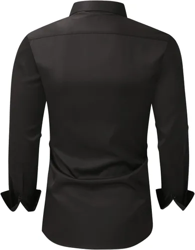 Vista 2 de corfty Men Long Sleeve Dress Shirt - Regular Fit Stretch Free-Wrinkle Button Down Shirt