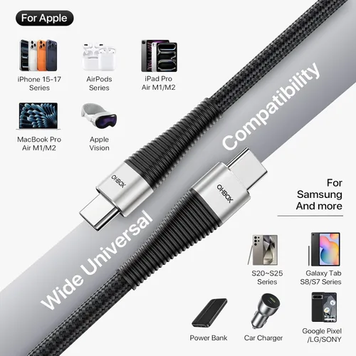 Vista 7 de Cable USB C corto de 1 pie USB C a C Cable de carga rápida de 100 W, paquete de 3 unidades, negro