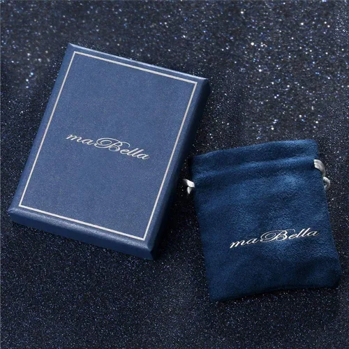Vista 7 de MABELLA His Hers - Anillo de compromiso de acero inoxidable con circonita cúbica para mujer