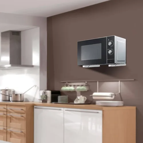 Vista 5 de Soporte de pared para estante, soporte universal de acero inoxidable para microondas, estante plegable ajustable y resistente, para accesorios
