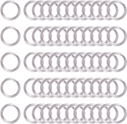 Vista 14 de Kit de 60 anillos de metal para cinturones, pasadores o anillos para macramé, cinturón de campamento, correas de perro, accesorios de sable de luz