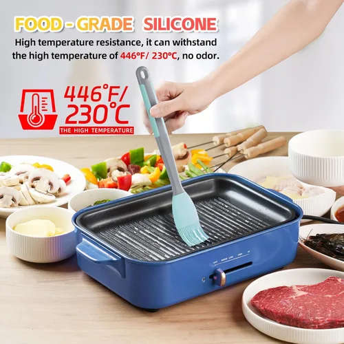Vista 6 de Cepillo y espátula de silicona para untar – Extra largo, resistente al calor, para hornear, raspar, mezclar, barbacoa, parrilla, cocina, cocina