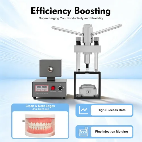 Vista 4 de Máquina de dentadura dental flexible 110V 400W Equipo de laboratorio Pantalla digital eléctrica Sistema de inyección dental Máquina de moldeo por