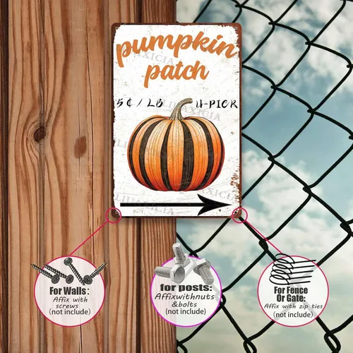 Vista 4 de Letrero de metal con diseño de calabaza, Día de Acción de Gracias, regalo para amantes de la decoración, arte de 8.00 x 12.00 pulgadas