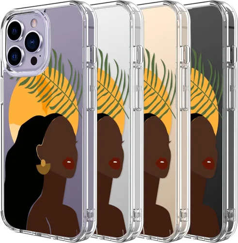 Vista 7 de LUHOURI Funda para iPhone 15 Pro con protector de pantalla, acrílico transparente Funda protectora de carga inalámbrica, ajuste delgado, diseños