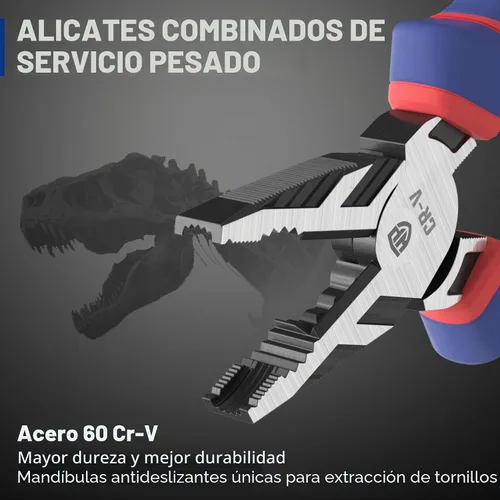 Vista 2 de WORKPRO Alicates extractores de tornillos Linesman PRO de 8 pulgadas (alicates combinados) con mordazas antideslizantes únicas, herramienta