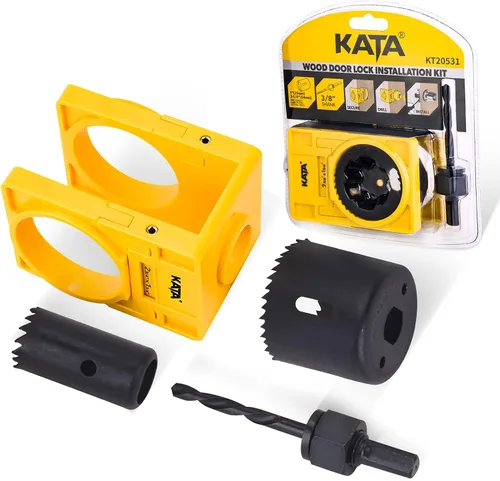 Vista 11 de KATA 1-3/8" - 1-3/4" Kit de instalación de cerradura de puerta con ranuras grandes de eliminación de astillas, sierra de agujero para cerradura