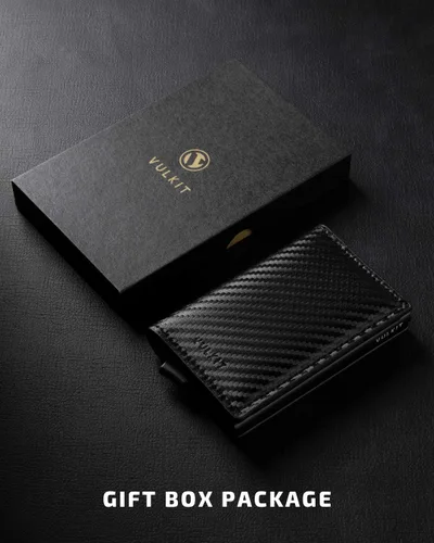 Vista 48 de VULKIT Tarjetero RFID Bloqueo de Cuero Automático Pop Up Cartera Aluminio Slim Pocket Tarjeta de Visita