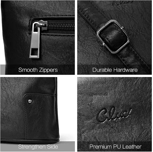 Vista 4 de CLUCI Bandolera para mujer pequeña de cuero monedero de viaje señoras diseñador triple bolsillos vintage bolsos de hombro bolsas de cera de aceite
