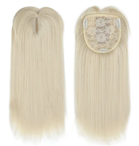 Vista 6 de LXUE Peluca recta de 14 pulgadas con clip para cabello fino, sintético, color negro
