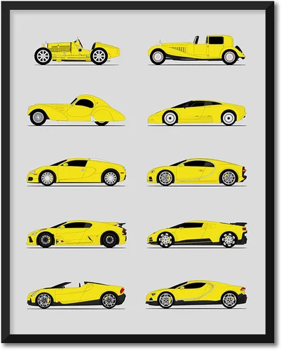 Vista 21 de Custom Car Posters Handmade Poster compatible with Bugatti Generations and Print of Best of Bugatti