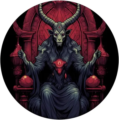 Vista 3 de Baphomet Throne - Cabeza de cabra satánica de brujería oculta PopSockets intercambiables PopGrip