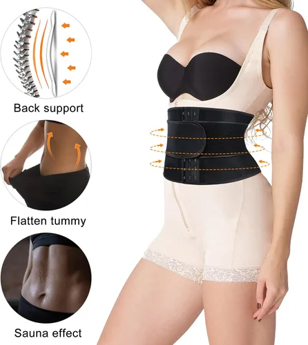 Vista 4 de Atbuty Entrenadores de cintura de torso corto para mujer, corsé debajo del busto, de látex, faja deportiva de reloj de arena