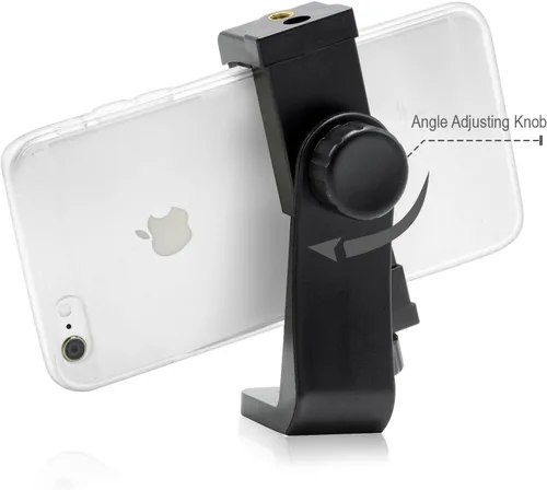 Vista 6 de AGG2452 - Adaptador universal de montaje en trípode para teléfono celular, soporte para teléfono inteligente y obturador remoto de fotos, compatible