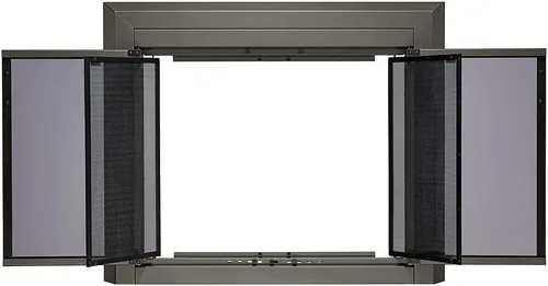 Vista 4 de UniFlame - Logan - Puertas de chimenea estilo gabinete con vidrio templado ahumado