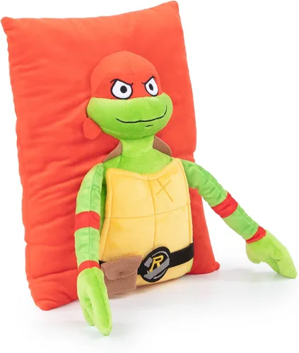 Vista 2 de Jay Franco Nickelodeon Tortugas Ninja Adolescentes Mutantes Raphael - Almohada de Abrazo 3D Super Suave de Felpa - Mide 33 cm Rojo - Raphael