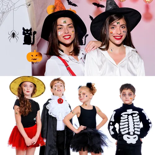 Vista 6 de 240 tatuajes cristianos religiosos de Halloween, tatuajes temporales para niños, con purpurina, Halloween, Biblia, calabazas, murciélagos, arañas