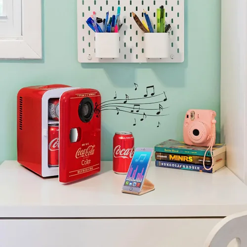Vista 8 de Coca-Cola - Mini refrigerador de 4 litros, altavoz Bluetooth, 6 latas, rojo