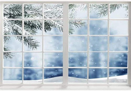 Vista 11 de Leowefowa Fondo de vinilo de 5 x 3 pies para fotografía de ventana de invierno, pino, bosque de nieve, copo de nieve de Navidad, fondo de ventana