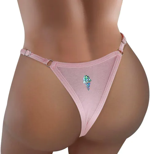 Vista 3 de Lick me Till Ice Cream Sexy Transparente Transparente Tanga de Algodón Bikini Mujer Divertida Ropa Interior Bragas Lencería
