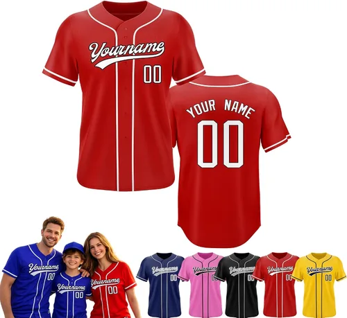 Vista 3 de Camiseta de béisbol personalizada, nombre del equipo, número de equipo, logotipo, camisetas impresas cosidas, uniformes deportivos, regalos