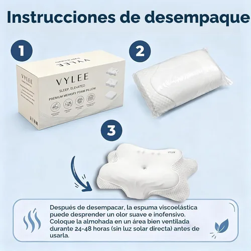 Vista 10 de VYLEE Cervical Neck Pillow, Memory Foam Contour Pillow (White)