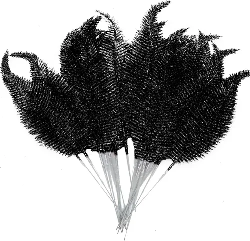 Vista 2 de 20 Piezas de Hojas de Purpurina Artificiales para Navidad, Ramas con Hojas de Purpurina Falsas para Árbol de Navidad, Aerosoles de Hojas Brillantes