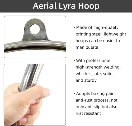 Vista 3 de PRIOR FITNESS Juego de aros aéreos Lyra para adultos suspensión anillo profesional equipo de aro aéreo de un solo punto de acero inoxidable