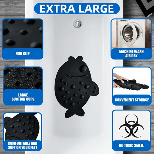 Vista 3 de ZHICHENG - Alfombrilla antideslizante para bañera de goma suave con ventosas fuertes (negro)