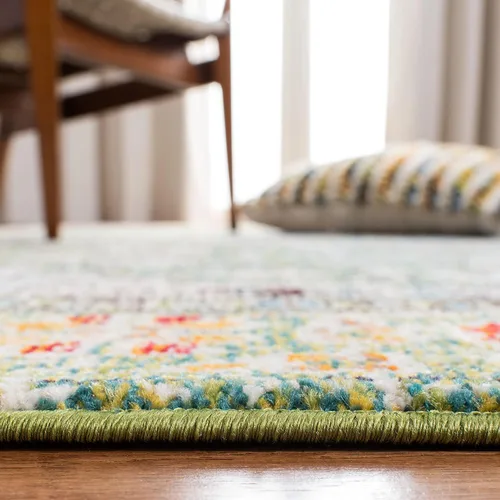 Vista 4 de SAFAVIEH Madison Collection - Alfombra decorativa de 2 pies 2 pulgadas x 4 pies, color verde y turquesa, diseño envejecido, no desprende pelusa