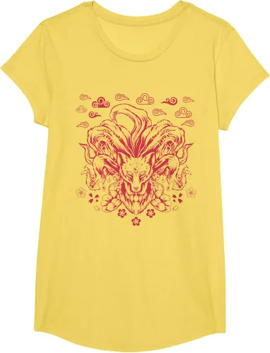 Vista 43 de Camiseta de anime japonés Nine Tails Fox Kitsune, Negro