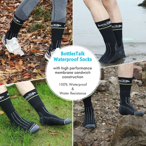 Vista 6 de BOTTLESTALK AFFORDABLE SUSTAINABILITY Calcetines impermeables, perfectos para deportes, escalada, esquí, kayak, pesca, senderismo