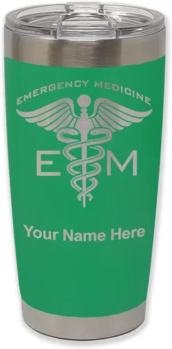 Vista 29 de LaserGram Vaso aislado al vacío de 20 onzas, medicina de emergencia, grabado personalizado incluido (gris) Engraved Gift for Doctors, Vacuum