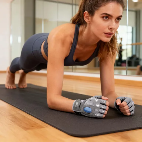 Vista 2 de Guantes de entrenamiento para mujeres y hombres, guantes para gimnasio, antideslizantes, sin dedos, para levantamiento de pesas, guantes