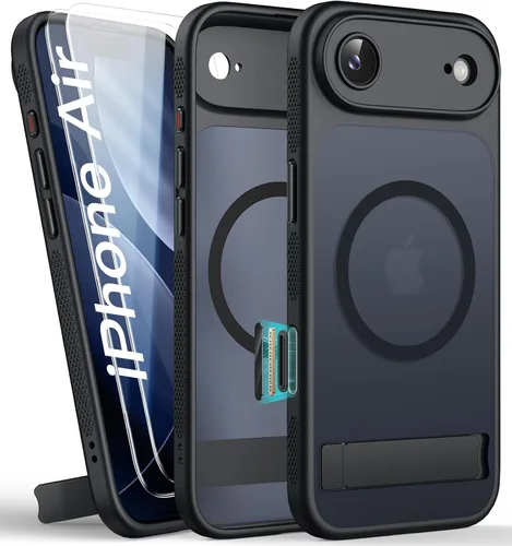 Vista 9 de BXYJY Funda magnética para iPhone Air con soporte, compatible con MagSafe, botón de control de cámara, protección completa de la lente, caída