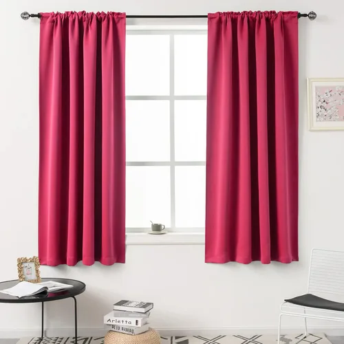 Vista 55 de DUALIFE Cortinas opacas de 45 pulgadas de largo, 2 paneles para ventanas pequeñas de dormitorio, aislamiento térmico, bolsillo para barra, cortinas